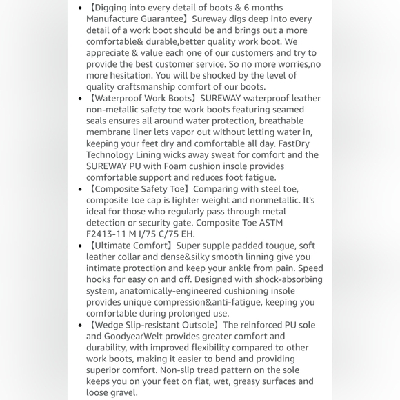 NIB Genuine Leather 8" Work Safety Work Boots Composite Toe Goodyear 11 mens - Picture 8 of 11